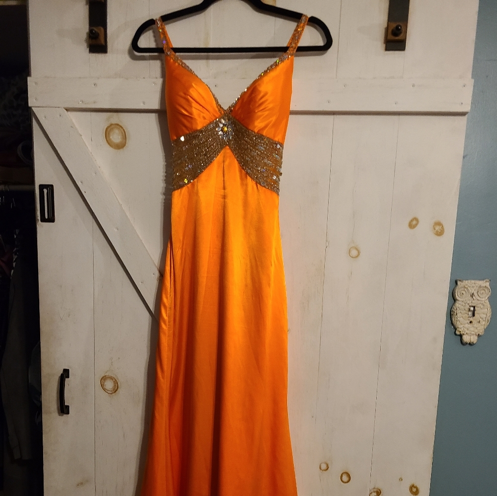 Vintage Orange prom gown 2000s